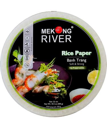 Lyan Mekong River Banh Trang Vietnamese Rice Paper Round 22cm - 300g - Pack of 3 | Gluten-Free | Vegan | Halal | 100% Natural Rice Paper 300g (Pack of 3) - Buy Online on SooperMarket.com
