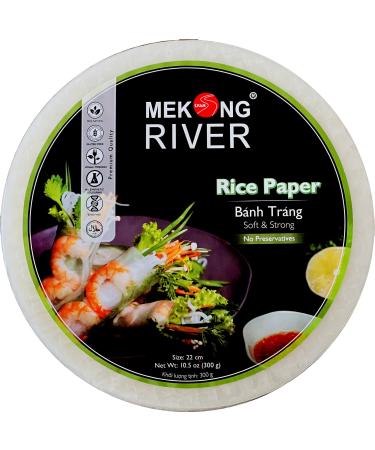 Lyan Mekong River Banh Trang Vietnamese Rice Paper Round 22cm - 300g | Gluten-Free | Vegan | Halal | 100% Natural Rice Paper
