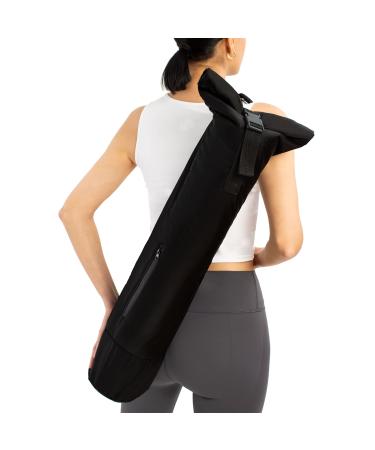RORU Concept Large Yoga Mat Bag Tote, Lightweight, Washable, Yoga Mat Carrier Bag, Adjustable for 28-31.5 Inches Wide Mats, Front Pocket with Sturdy Zipper, Dual Use Straps, Unisex Black
