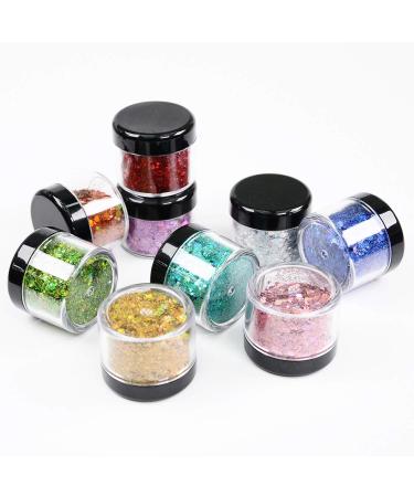9 Colors Body Glitter Set - Holographic Cosmetic Festival Makeup for Nail, Hair, Eye, and Face - 190g Chunky Powder - 9 Bottle Variety Pack - Buy Online on SooperMarket.com
