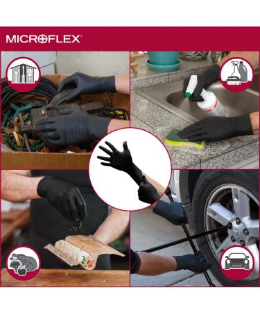 Microflex Onyx N64 Disposable Nitrile Exam Gloves - Medium Black (Box of 100) with Textured Fingertips for Automotive Metal Fabrication - Pack of 100 - Buy Online on SooperMarket.com