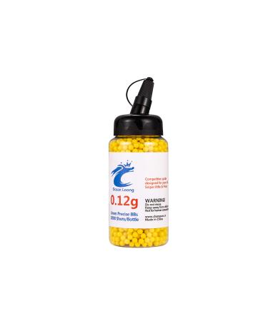 Ocean Loong Airsoft BBS 0.12g 6mm 2000 Rounds with an resealable Plastic Bottle& an Easy-Pour spout,Yellow Airsoft pellets