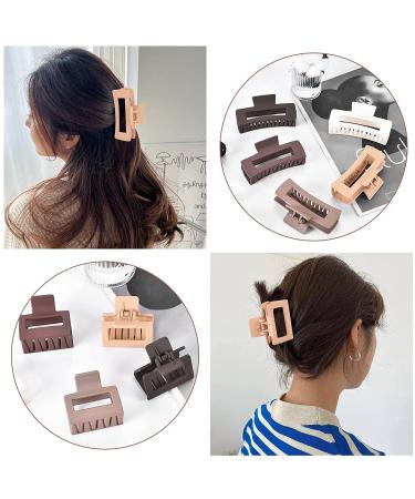 12 Pcs Rectangle Hair Clips Set for Women and Girls - Includes 6 Large Claw Clips for Thick Hair and 6 Small Claw Clips for Thin Hair - Buy Online on SooperMarket.com