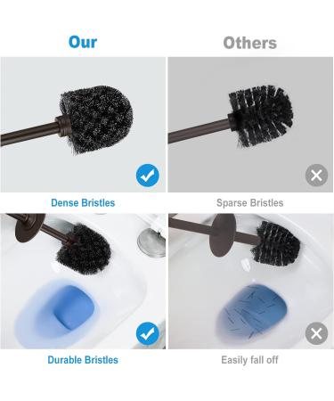 Toilet Bowl Brush Holder Set: 2 Pack Modern Deep Cleaning Bathroom Toilet Scrubber with Caddy for rv - Rim Decorative Accessories Cleaner Brushes for Toilet - Bronze A-bronze - Buy Online on SooperMarket.com