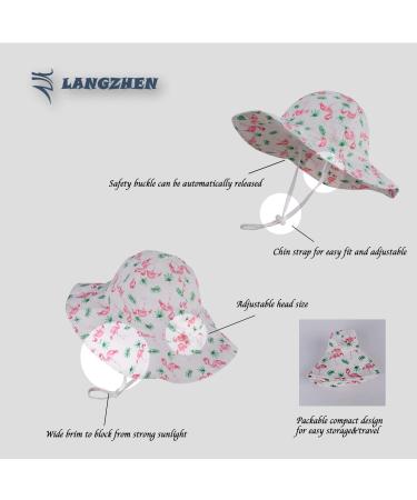 LANGZHEN Baby Girls Beach Sun Hat with Chin Strap, Flamingo Buff, 6-12 Months - Buy Online on SooperMarket.com
