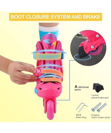 OLYMROLLA Adjustable Inline Skates for Boys Girls Youth - Pink, Medium Unisex Size US 2-4.5 EU 33-36 | Outdoor Roller Blades with PU Wheels and ABEC-7 Bearings - Buy Online on SooperMarket.com