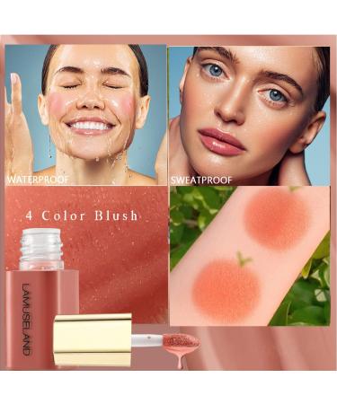 Aaiffey Liquid Blush Set - 4 Mini Natural Cheek Colors for Dewy & Long-Wearing Makeup | Korean Cosmetic Blush - Buy Online on SooperMarket.com