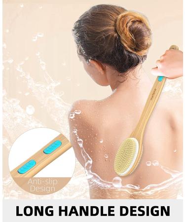 Metene 2 Pack Shower Brush - Dual-Sided Long Handle Back Scrubber & Body Exfoliator for WetDry Brushing - Buy Online on SooperMarket.com