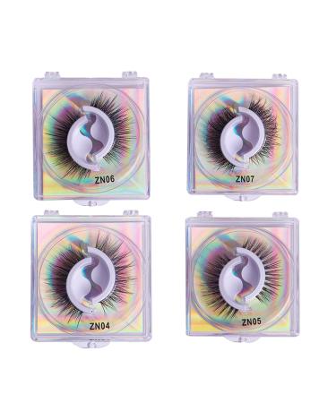 4 Pair Self Adhesive Eyelashes Reusable Pre Glued Eyelashes Wispy Fake Eyelashes Natural Look Self Adhesive Lashes No Glue Needed Add Instant Volume and Glamour