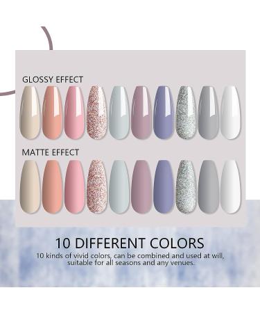 Saviland 19Pcs Dip Powder Nail Kit Starter | 10 Glitter White Pink Clear Colors | Nail Art Set with Base, Activator, Top Coat, Brush Saver, and Liquid Set - Buy Online on SooperMarket.com