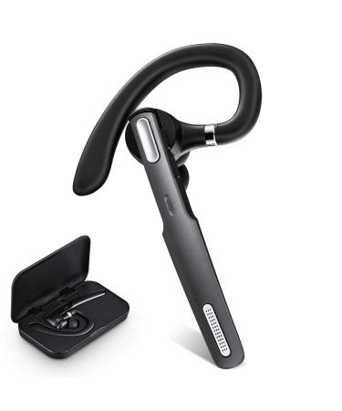ICOMTOFIT Bluetooth Headset, Wireless Bluetooth Earpiece V5.0 Hands-Free Earphones with Built-in Mic for Driving/Business/Office, Compatible with iPhone and Android (Gray)