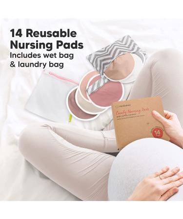 Organic Bamboo Nursing Breast Pads - 14 Washable Pads + Wash Bag - Breastfeeding Nipple Pad for Maternity - Reusable Nipplecovers for Breast Feeding (Lovelle  Large 4.8") Lovelle Large 4.8" - Buy Online on SooperMarket.com