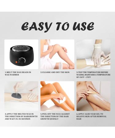 TRINIDa Charcoal Hard Wax Beads 1kg with 10 Applicators - Gentle Hair Removal for Full Body, Facial, and Legs - Painless Wax Beads for Women and Men - Buy Online on SooperMarket.com