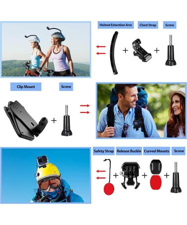 HONGDAK 63-in-1 Action Camera Accessories Kit for GoPro Hero 11/10/9 Black - Waterproof Housing, Silicone Case, Arm Strap, Mounts & More - Buy Online on SooperMarket.com