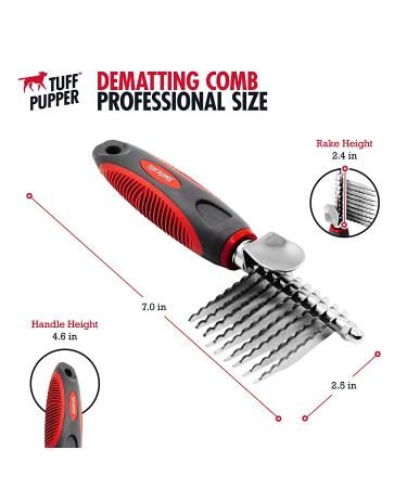 Tuff Pupper Detangling Comb | Dematting Tool for Dogs & Cats | Safely Remove Knots and Mats | Ergonomic Handle for Precision Control - Buy Online on SooperMarket.com