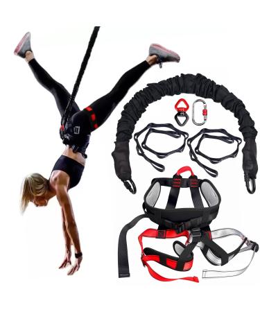 PRIORMAN Bungee Fitness Equipment Set Heavy Cord Bungee Dance Resistance Belt Rope Workout Fitness Gym Professional Training Equipment L: 154-176 lbs