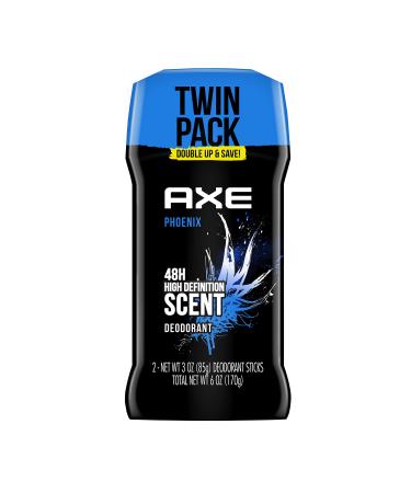 AXE Dual Action Deodorant Stick For Long Lasting Odor Protection Phoenix Crushed Mint & Rosemary Men's Deo Aluminum Free 3oz Twin Pack