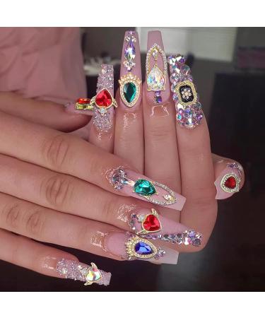 Cadeya Nail Charms 22 Pcs Rhinestone Gems for 3D Nail Art - Gold Alloy Crystals - Buy Online on SooperMarket.com