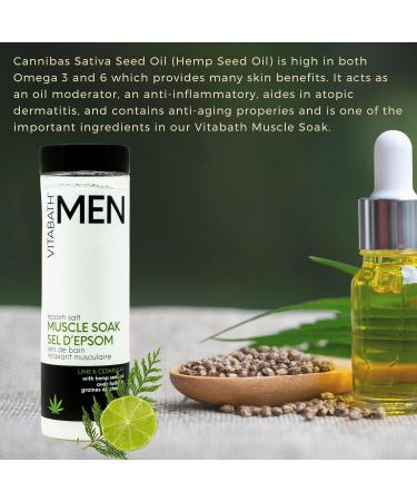 Vitabath Men's Lime & Cedarleaf Epsom Salt Muscle Soak - Soothing Workout Recovery & Relaxation - 21.2 oz - Buy Online on SooperMarket.com