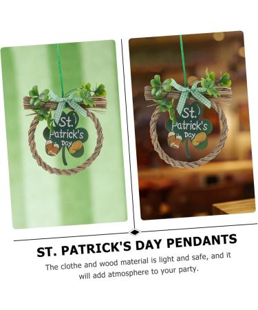 Abaodam 2pcs Shamrock Wooden Sign Hanging Front Door Wreaths Irish Party Wood St. Patrick's Day Pendants - Buy Online on SooperMarket.com