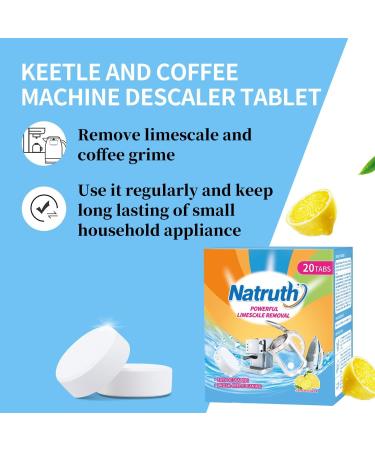 Buy NATRUTH 20 Pack Limescale Removal & Odor-Free Cleaning Tablets | Efficient Kettle & Coffee Cup Descaler for Stainless Steel | International Shipping Available - Buy Online on SooperMarket.com