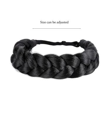 Bohemian Braided Headband Wig - Oversized Strand, Classic Style, Elastic Synthetic Hairband for Women and Girls (Black 1B) - Buy Online on SooperMarket.com