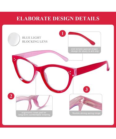 Fashion Oversized Cat Eye Blue Light Blocking Reading Glasses for Women - Red 2.75 - Buy Online on SooperMarket.com