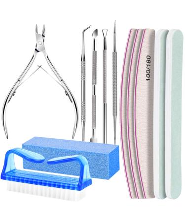 Fandamei nail files for gel nails nail file 100/180 buffer for nails buffer for gelails manicure set filing for gelails nail tongs nail shaver nail file set manicure & pedicure set Z-blue