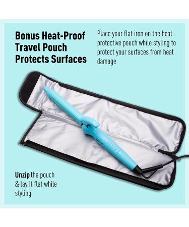 SKYPRO Professional 1 Inch Hair Curling Iron with Bonus Travel Pouch | Ceramic Barrel & Firm Clamp | Ideal for Short to Mid-Length Hair - Buy Online on SooperMarket.com