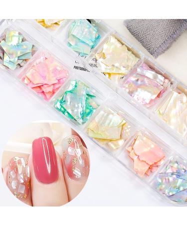 12 Colors 3D Irregular Nail Art Abalone Slices Colorful Nail Art For Shell UV Gel Nail Sequ Nail Art Shell Slices CT30 - Buy Online on SooperMarket.com