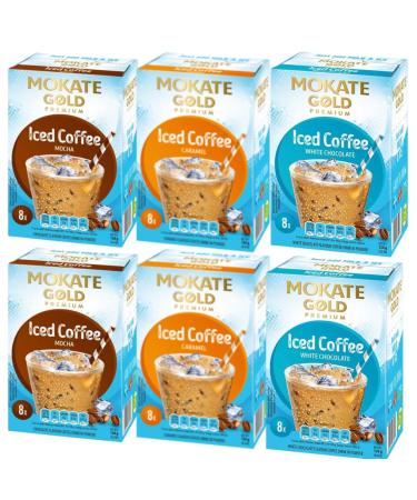 Iced Coffee Bundle with Mokate Caramel Iced Coffee 120g x2 Mokate Mocha 120g x 2 and Mokate White Chocolate 120g x 2 (6 Pack)
