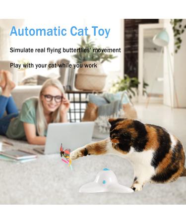 Suhaco Interactive Butterfly Cat Toy - Automatic Electric Rotating Kitten Toy for Indoor Cats - Funny Cat Teaser with Replacement Milk White - Buy Online on SooperMarket.com