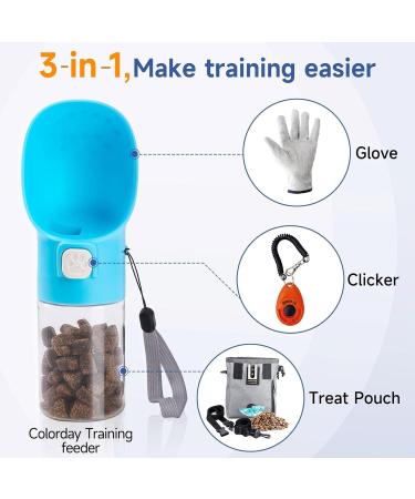 Colorday Handheld Dog Feeder Treat Dispenser with Clicker & Pouch - Blue (6.7 OZ) | For Training Walking Hiking Travel - Buy Online on SooperMarket.com