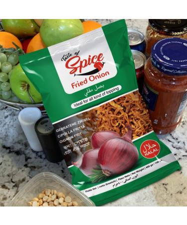Taste of Spice Fried Onions 14oz (Pack of 2) - Crispy Fried Shallots | Gluten Free, Organic, Vegan, Non-GMO - Buy Online on SooperMarket.com