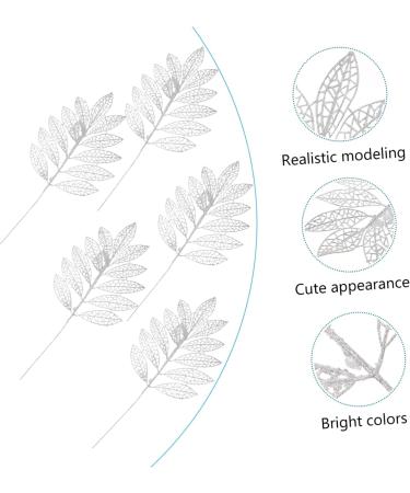 Abaodam 5pcs Christmas Simulated Leaves Gold Dining Table Christmas Glitter Stems Creative Pendant Bride Silver 41x20x0.1cm - Buy Online on SooperMarket.com