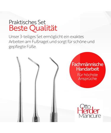 Otto Herder 3-Part Feusspflege Instruments Set - 2 Corner Lifters (17cm & 12.8cm) & Curved/Straight Corner File (15cm) for Optimal Foot Care - International Shipping Available - Buy Online on SooperMarket.com