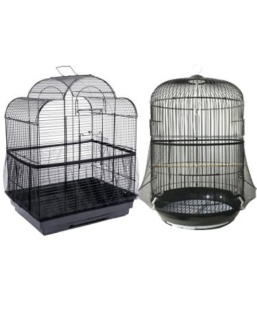 Bonaweite Mesh Bird Seed Catcher, Birds Cage Net Cover, Soft Nylon Skirt with Adjustable Drawstring Small Black