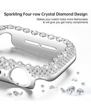 Bling Bumper Case Compatible with Apple Watch Series 6 5 4 Se 44mm Diamond Protective Face Cover for Women Hard PC Frame Protector for iWatch 44mm Silver Silver 44mm - Buy Online on SooperMarket.com
