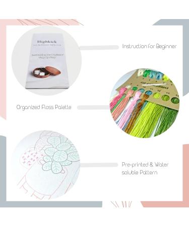 Highkick Cactus Series Embroidery Starter Kit for Adults - Stamped Pattern, Floss, Needles, and Hoop Included! Perfect for Beginners - Buy Online on SooperMarket.com