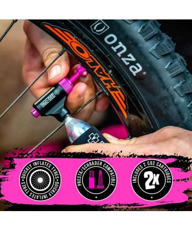 Muc-Off CO2 Inflator Kit - Presta & Schrader Compatible Pump for Mountain Bikes - Buy Online on SooperMarket.com