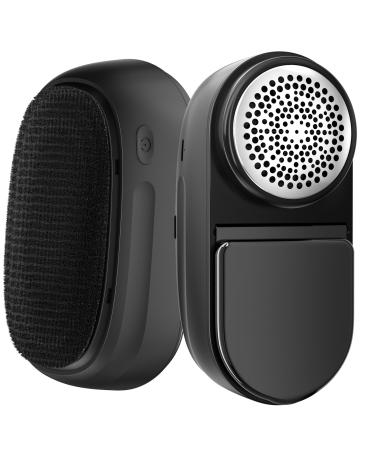 Fabric Shaver and Lint Remover 2600mAh Shaver and Lint Brush 2 in 1 6-Leaf Blades Sweater Defuzzer Quickly Remove Fuzz Lint Balls for Clothes Sweater Couch Blanket Curtain Wool Cashmere Black