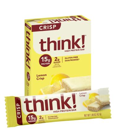think! Protein Bars – High Protein Snacks, Gluten Free Energy Bar with Whey Protein Isolate: Lemon Crisp, Nutrition Bars without Artificial Sweeteners – 2.1 Oz (10 Count)