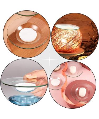 Warmhm Round Serving Tray & 4 Glass Bowls - Oil Replacement Heating Plate & Wax Melting Inserts - Transparent 12x12cm x 2pcs - Ideal for Serving & Storage - Buy Online on SooperMarket.com