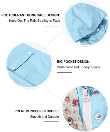 SOLOCOTE Kids Rain Jacket | Hooded & Lined Rubber RainCoat | Waterproof & Windproof | Size 11-12Y | A-Light Blue - Buy Online on SooperMarket.com