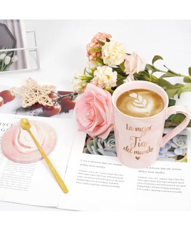 Maustic Best Aunt Gifts La Mejor Tia Del Mundo Coffee Mug Tia Gifts from Niece Nephew in Spanish Aunt Coffee Mug Aunt Christmas Mothers Day Birthday Gifts Regalo Para Tia 14 Oz with Gift Box Pink - Buy Online on SooperMarket.com