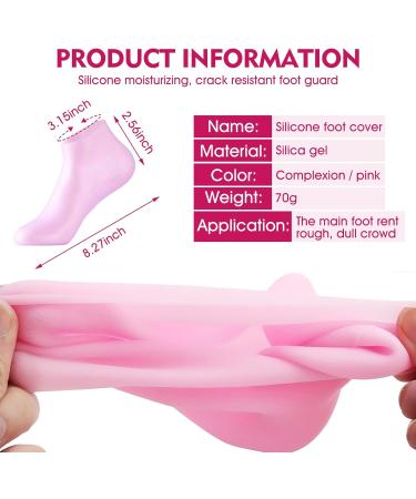 Silicone Socks for Feet - Anti-Slip Moisturizing Foot Mask (4 Pack) + 60g Foot Cream - Soothing Care for Cracked Skin - Skin Color & Pink - Buy Online on SooperMarket.com