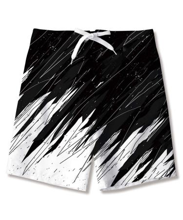 Newistar swimming trunks boys 3D pressure quickly drying swimming shorts with mesh feed summer beach short pants swimming pants children 8-16 years 14-16 years black paint