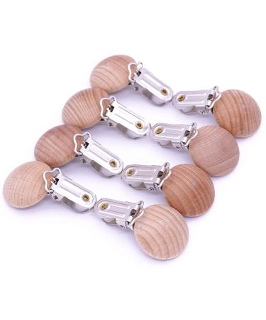 Sutoyuen 10Pcs 30mm (1.18) Natural Wood Pacifier Holder Round Beech Metal Teether Wooden Teething Beads Suspender Clips DIY Pacifier Accessories - Buy Online on SooperMarket.com