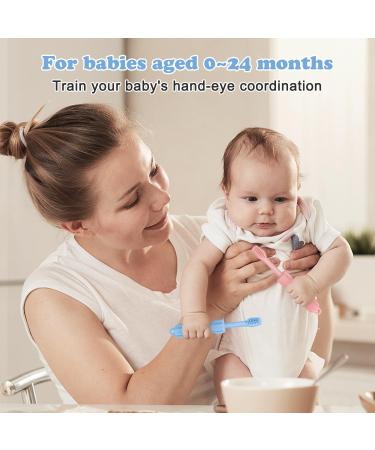 CLdy Baby Biting Toys - 2 BPA-Free Silicone Teething Rings for Babies 3 Months+ - Soft & Stimulating Toothbrush Aid in Blue & Pink - Buy Online on SooperMarket.com