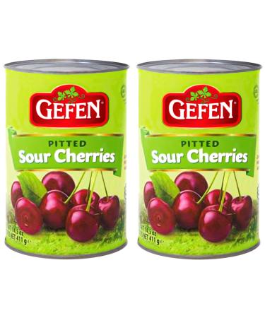 Gefen Pitted Sour Tart Cherries 14.5 oz (2 PACK) In Water, Two Ingredients Only, Nothing Artificial, Gluten Free, Premium Quality!